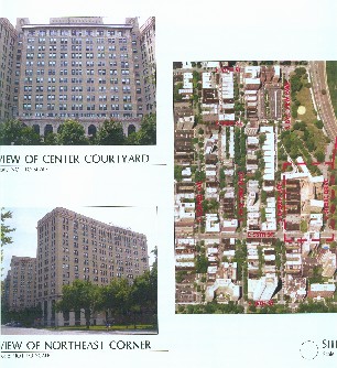 Two views Shoreland exterior and areal. Fitzgerald Assoc. for the Kenard Co. 