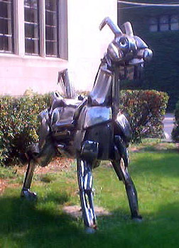 Ram, mascott of McCormick Theological Seminary, 1 at 5555 S. Woodlawn, rt  at new camput 5400 block S. University