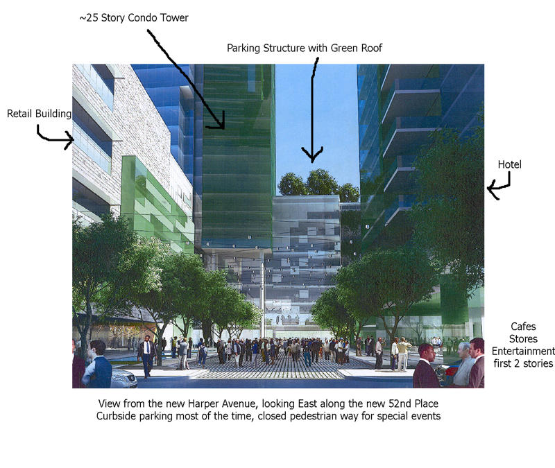 Looking east down future 52nd Pl., with added descriptions by Trish Morse