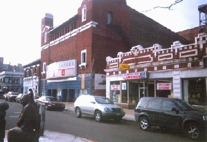 Harper Theater and similarly styled building to north that will figure in future redevelopment