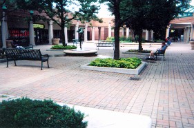 Courtyard of Hyde Park Shopping Center as reconfigured in the late 1990s.  North side of 55th west of Lake Park at Harper. Ossewaaarde