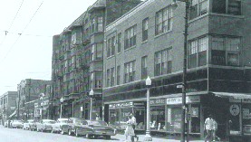 Northwest on 55th to Ellis before 1961 demolition. It's now a landscaped berm (tended for many years by HPKCC Garden Fair, now by UC), but then housed poor whites and blacks.