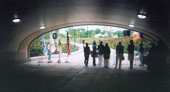 Starting to gather for ceremonies, 63rd underpass