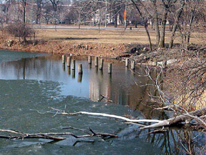 Piers driven for overlook north end of West Lagoon. Phase II