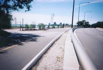 Nearing the appoach ramp fromthe 59th underpass  north to the Lakefront Bike Trail , east side of Drive