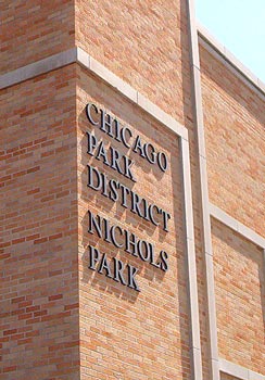 Signage on the new Nichols Fieldhouse