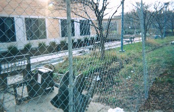 Nichols Fieldhouse and plaza/new formal garden in construction December 2003