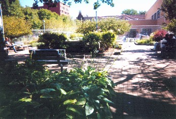 Nichols Formal Garden and transition to fieldhouse plaza as in 2003 and 2004.
