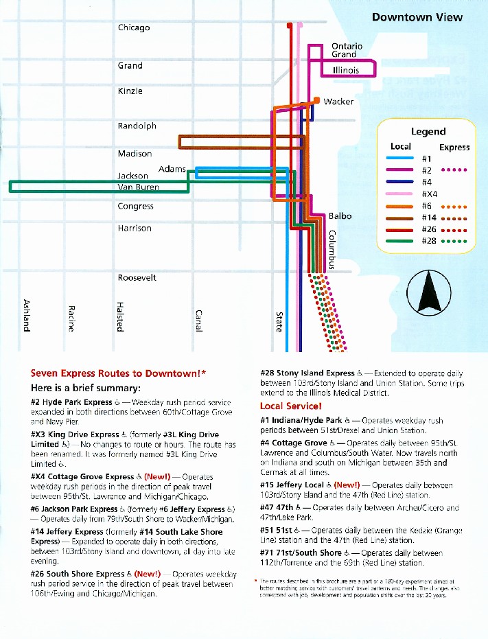 CTA map of the south lakefront routes in the loop autumn 2003- out of date