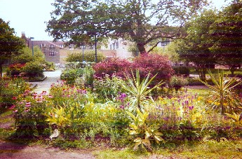 Nichols Formal Garden and transition to fieldhouse plaza as in 2003 and 2004.