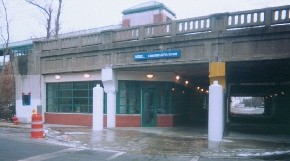 3 views of 57th street Metra station during construction