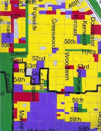 Zoning land use map-Kenwood exc. east tip, central Hyde Park except east tip