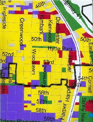 Zoning land use map. Central spine of Hyde Park, Kenwood