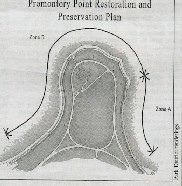Point showing the two  distinct treatments at south side and north/east.  Chicago and promenade.  Chicago  Park District, Hyde Park Herald