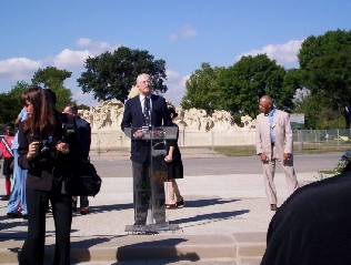 University of Chicago President Don Michael Randel addresses.