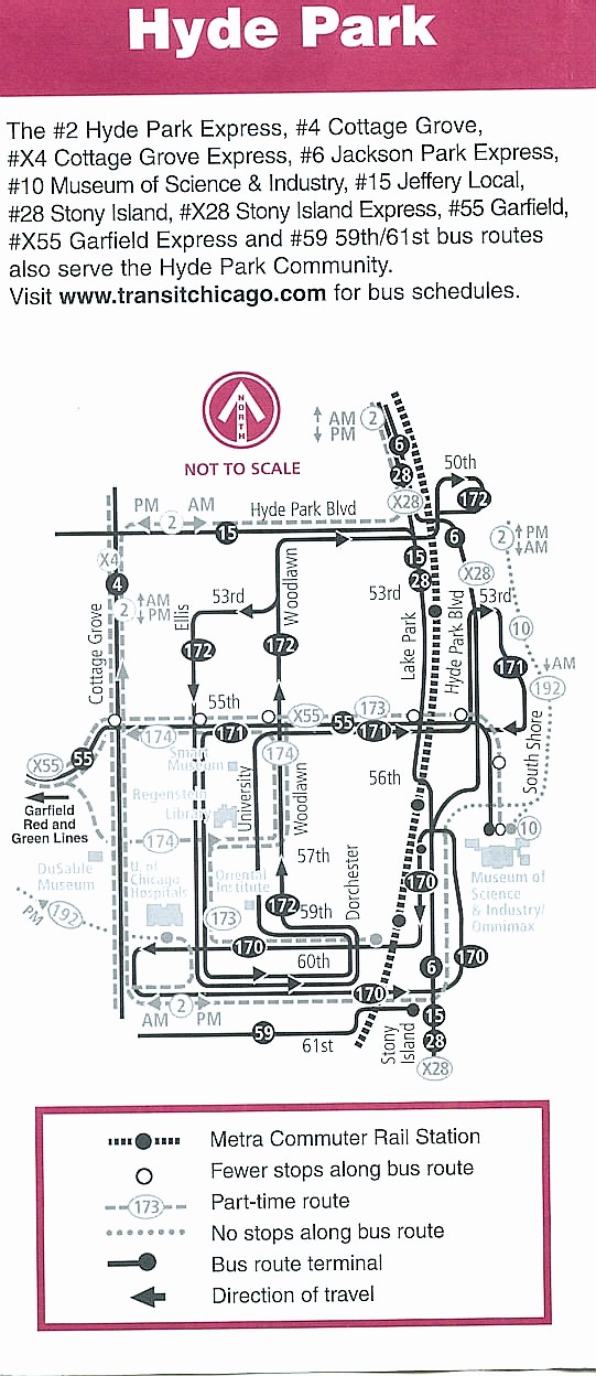 Map of all Hyde Park routes from CTA/UC brochure