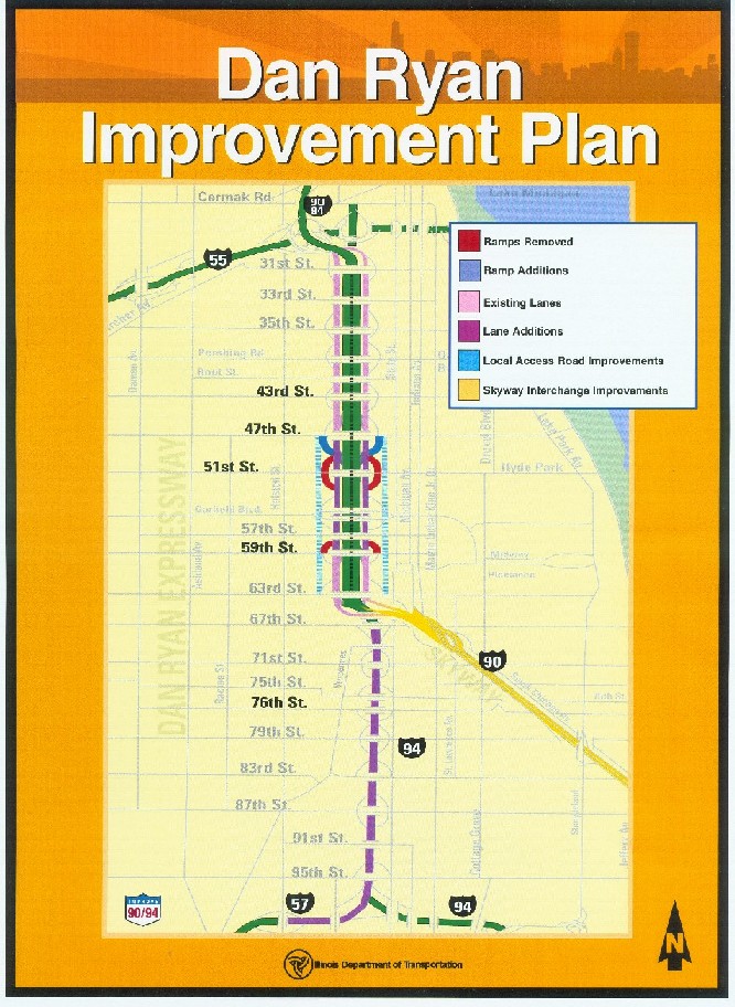 Dan Ryan Improvement map. CDOT